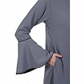 Casual A-line abaya with bell sleeves- Grey Casual A-line abaya with bell sleeves- Grey